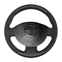 car steering wheel cover soft black genuine leather suede for renault megane 2 2003 2008 kangoo 2008 2012 scenic