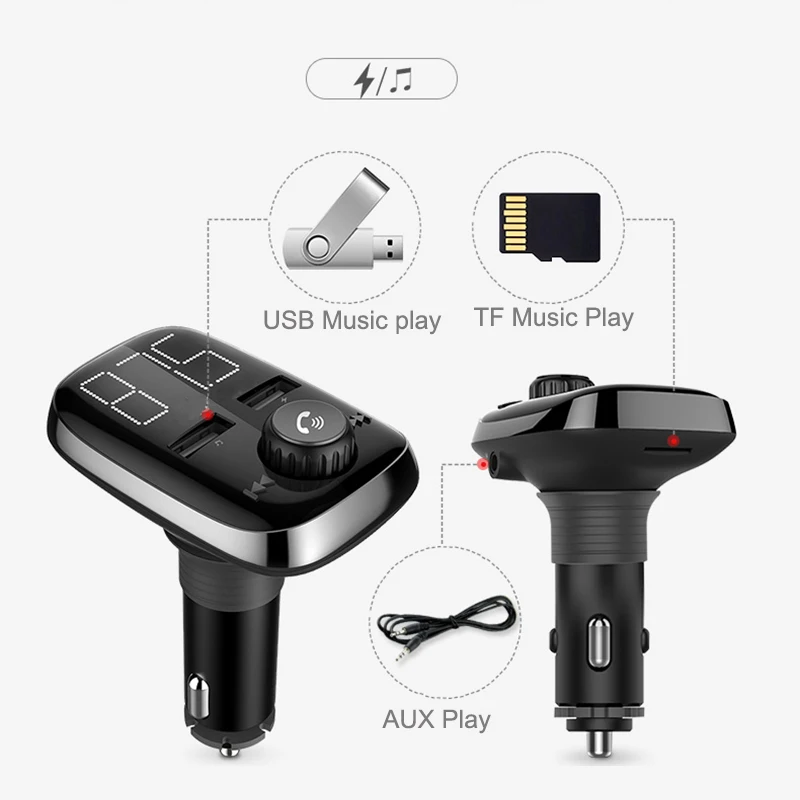 Автомобильный комплект громкой связи Bluetooth MP3 шрифт версия 4 2 FM передатчик