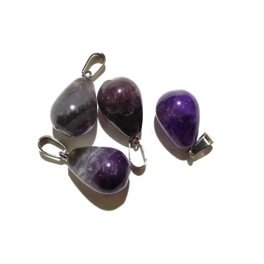 Купи New 3pcs Natural Stone Round Water Drop Amethysts Pendant Necklace Charms Pendant for Jewelry Making DIY Necklace Size 13x18mm за 119 рублей в магазине AliExpress