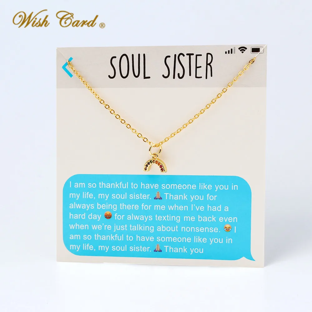 Wish Card Мода микро проложенная Радужная Подвеска Ожерелье для женщин сделать карточку желаний ожерелье ювелирные изделия подарок для сестры друзей CN281
