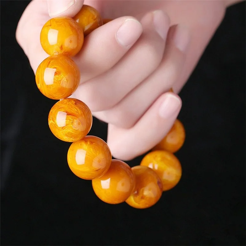 

Jewelry Bracelets Amber Beads Bracelets for Men Chicken Oil Yellow Women Old Beeswax National Wind Beeswax Beads Single Circle
