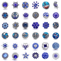 5pcslot mixed dark blue crystal 18mm snap buttons jewelry lots flower design snaps fit diy snap bracelets bangles for women