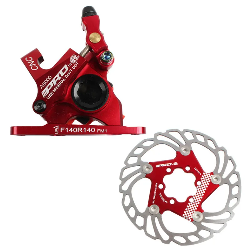 front and Disc Red IIIPRO двусторонние механические Кабельные дисковые тормоза плоские дорожные зажимы двусторонние тормоза с дисками 140 мм абсолютно - Цвет: front and Disc Red