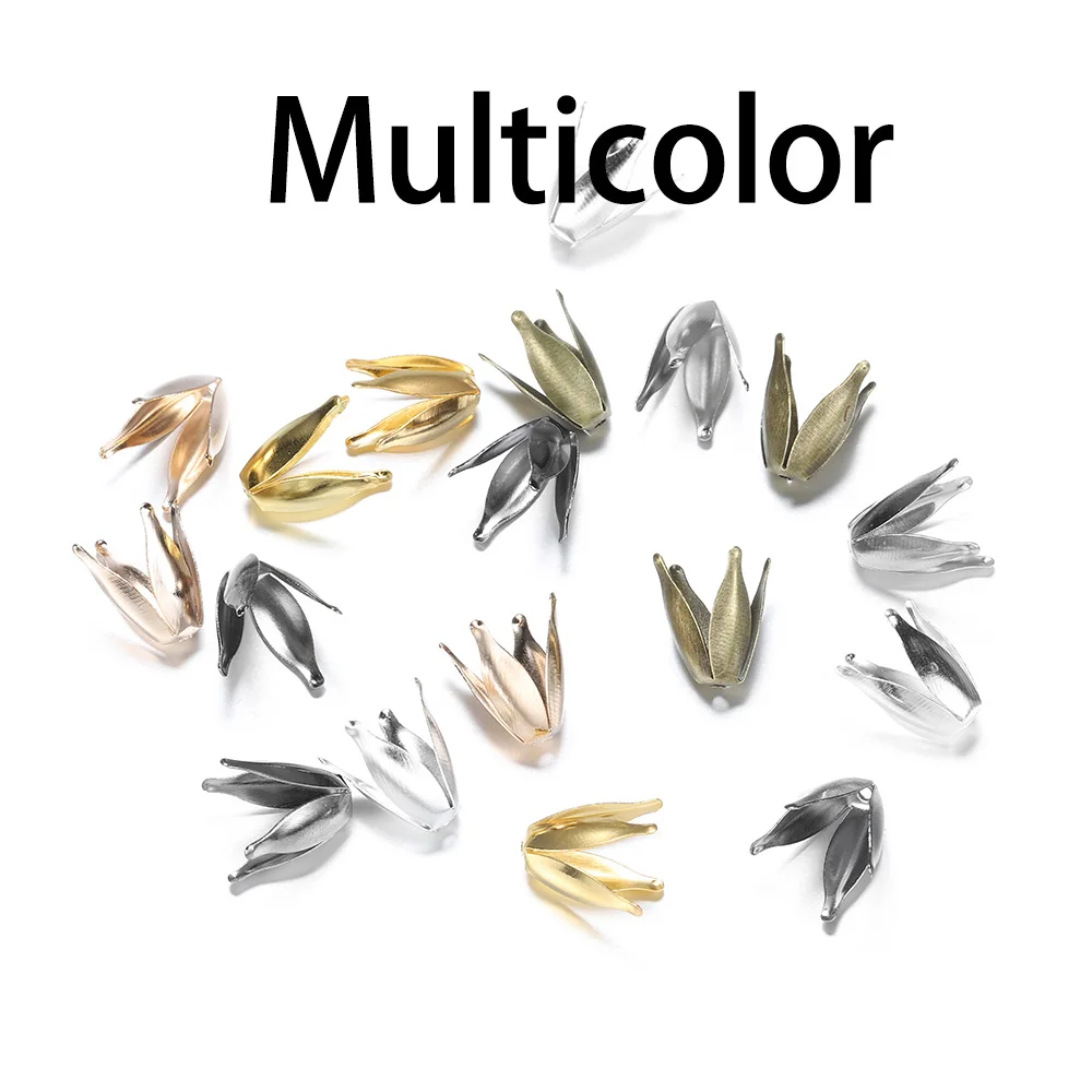 Multicolor 100 шт./лот, золотые цветы, филигранные Лепестковые бусины, крышка s, фурнитура для оптовых продаж, шармы, бусины, колпачки для самостоятельного изготовления ювелирных изделий - Цвет: Multicolor
