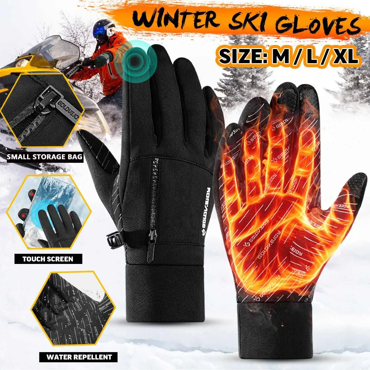 

Зимние теплые перчатки для мужчин и женщин, велосипедные лыжные перчатки, перчатки с пальцами для сенсорного экрана, ветрозащитные перчатк...