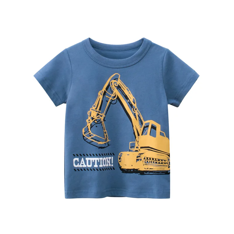

2021 Summer T-shirt Boys Excavator Baby Clothing Children's Clothing New Products Children's Short-sleeved T-shirt Wholesale