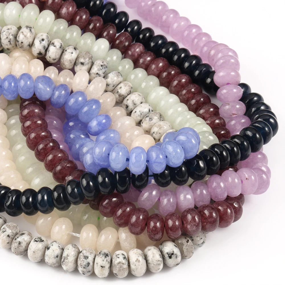 

5x8mm Natural Stone Oblate Angelite Jaspers Jades Beads Rondelle Loose Spacer Beads For Jewelry Making Diy Bracelet Accessories