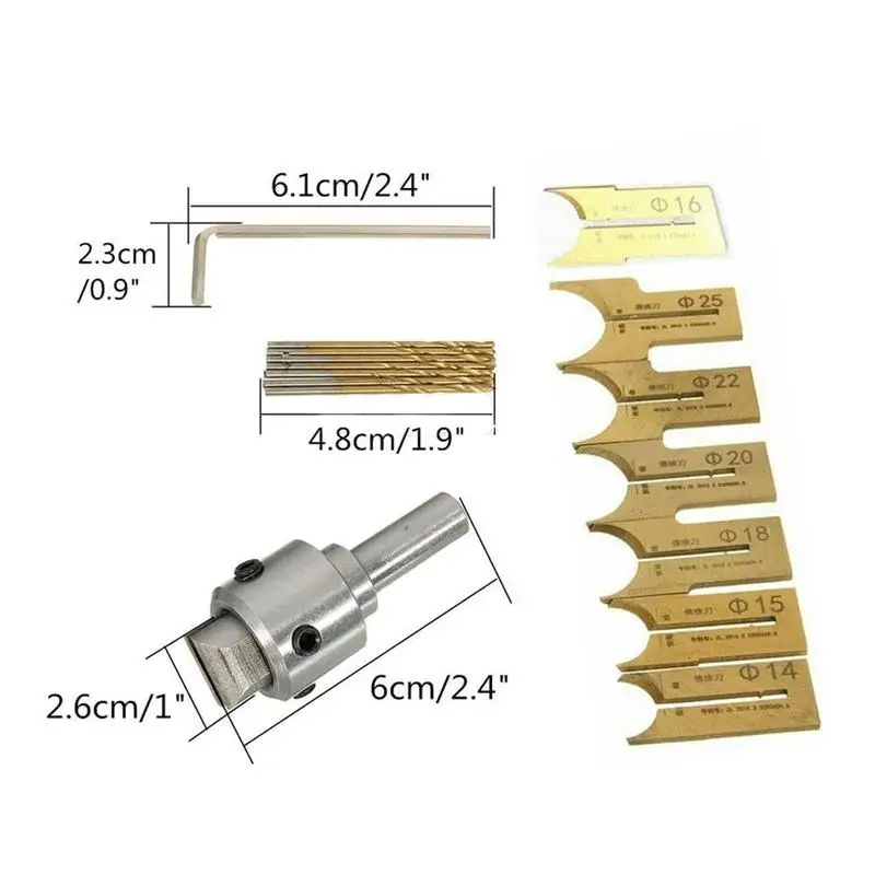 

26Pcs carbide ball blade woodworking round bead woodworking set milling tool cutter forming bit E1Q3