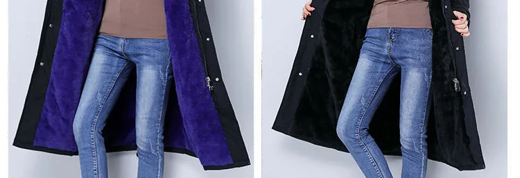 Parka Coat Long Winter Jacket Women Warm Big Fur Plus Size Female Lady Overcoat Outwear Clothes Black Windproof Tops Hat