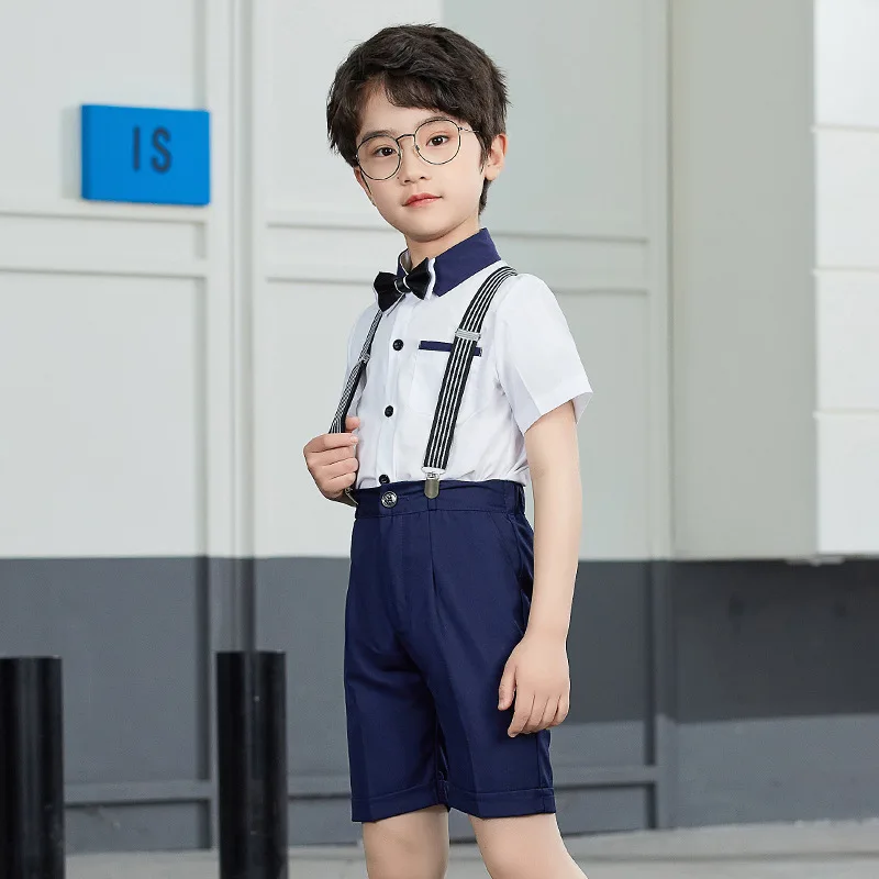 

Boys' Summer Suit 2021 New Korean Handsome Bib Two-piece Children's Chorus Performance Dress