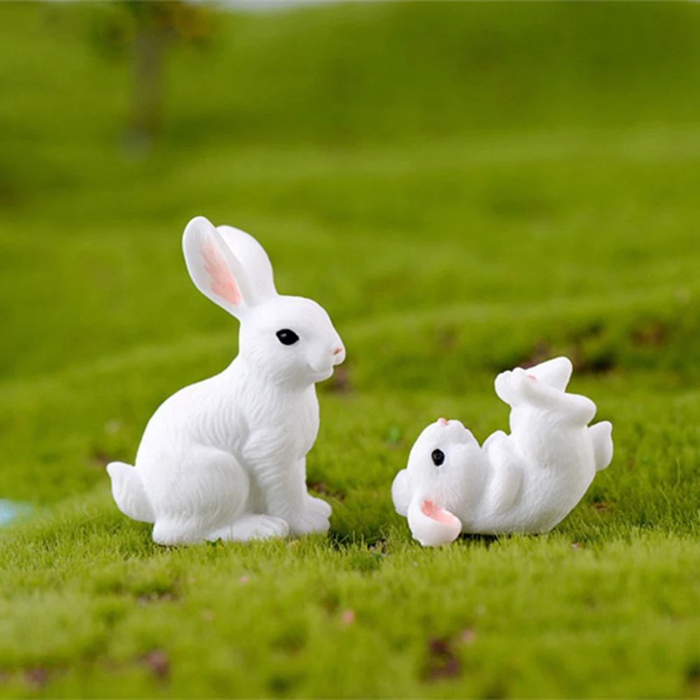 Cute Rabbit Easter Miniature Resin Craft Mini Bunny Ornament Fairy Garden Supplies Home Figurine Animal | Дом и сад