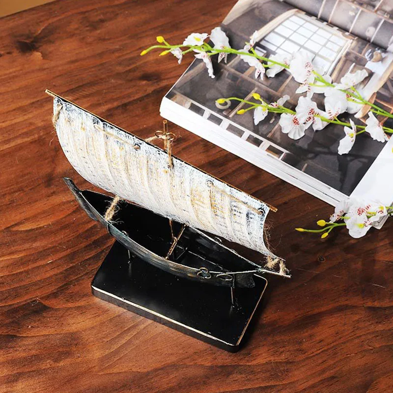 Скандинавская металлическая парусная лодка скульптура ремесла Миниатюрная