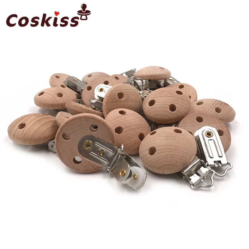 20pcs Wooden Pacifier Clip Nursing Accessories Beech Pacifier Clips Chewable Teething Diy Dummy Clip Chains Baby Teether