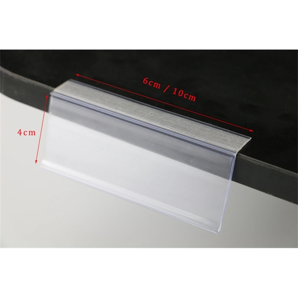 Plastic Pvc L Data Strips Adhesive Tape Mechandise Price Tag Display Shelf Talker Sign Label Card Holder Supermarket Rack 50pcs