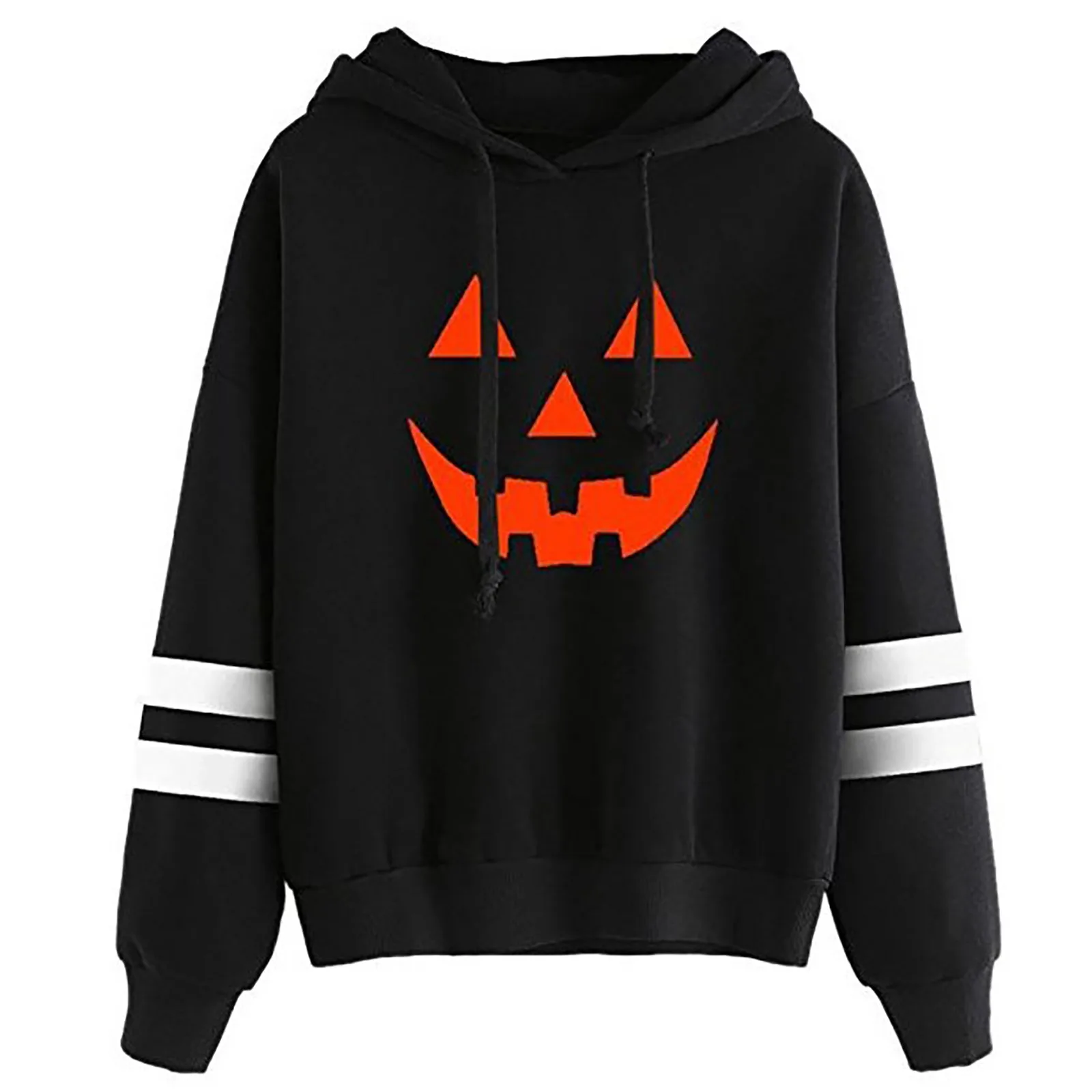 

Womens Long Sleeve Halloween Pumpkin Drawstring Hoodie Sweater Halloween Costumes For Women Pumpkin Print Halloween Costume