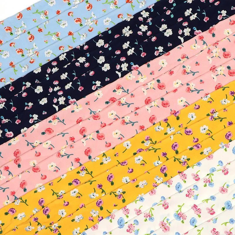 Четырехсторонняя тянущаяся небольшая цветочная ткань модное платье