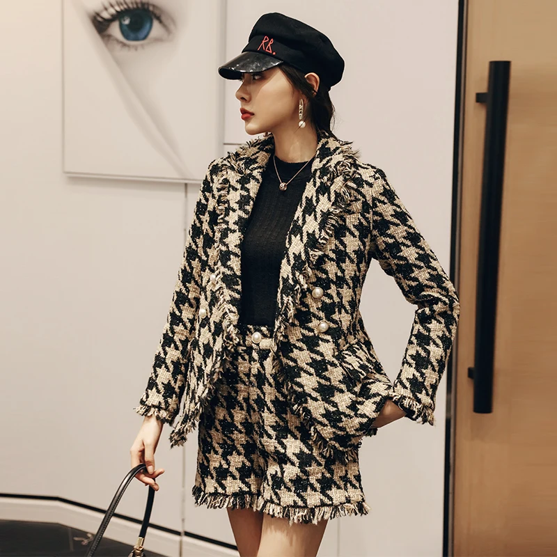 YIGELILA/высококачественные клетчатые костюмы классические с отложным воротником и