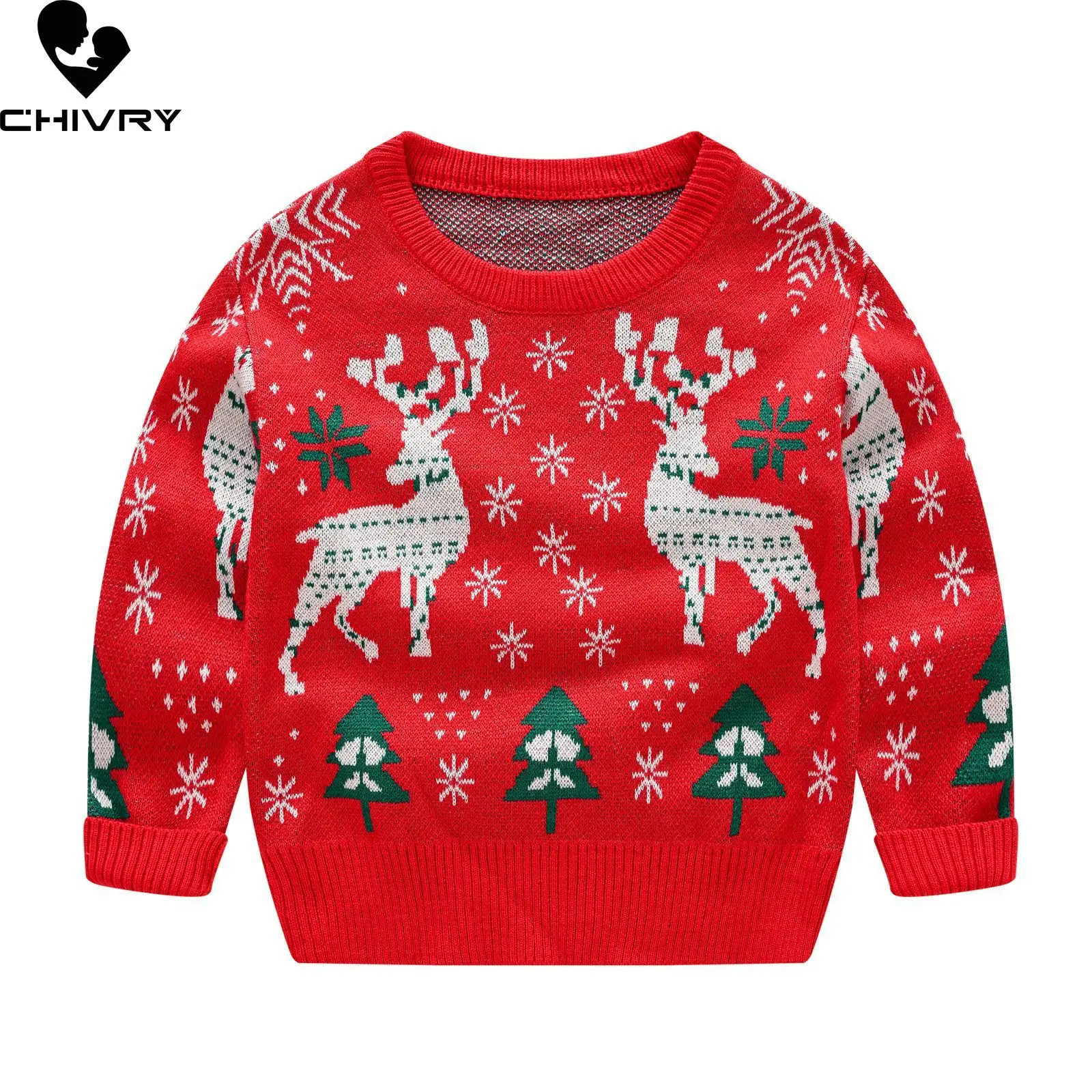 

New Christmas Baby Girls Boys Sweater Cartoon Pattern Long Sleeve Autumn Kids Knitting Pullover Winter Baby Girls Boys Clothes