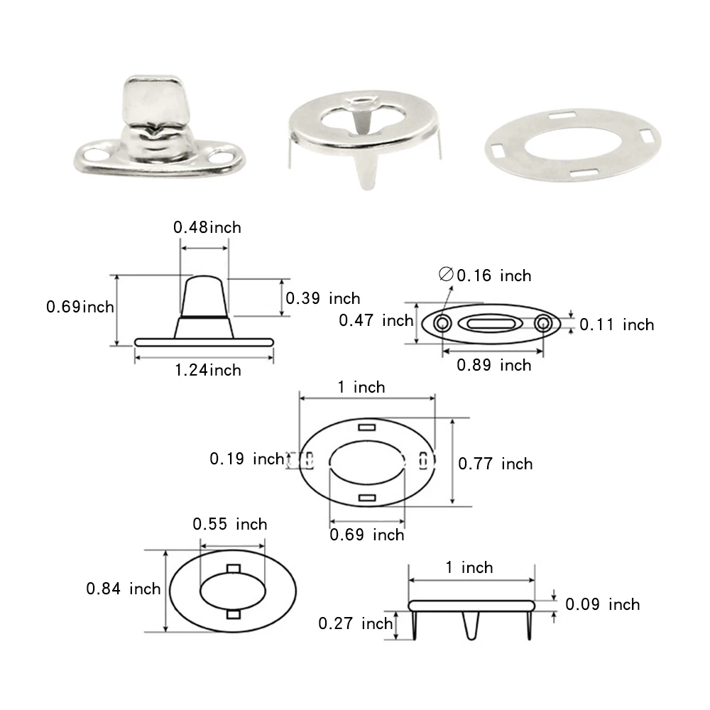 10 комплектов защелкивающихся креплений верхняя и нижняя часть хромированная