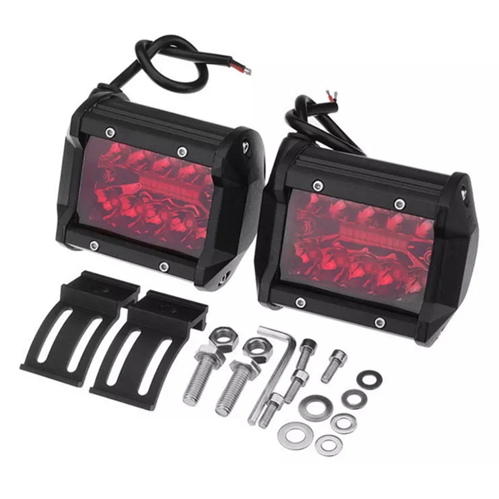 

2pcs LED Work LIght Red 12V 24V Side Luminous Light Bar Car Offroad Driving Light For Trucks Off-road Vehicles