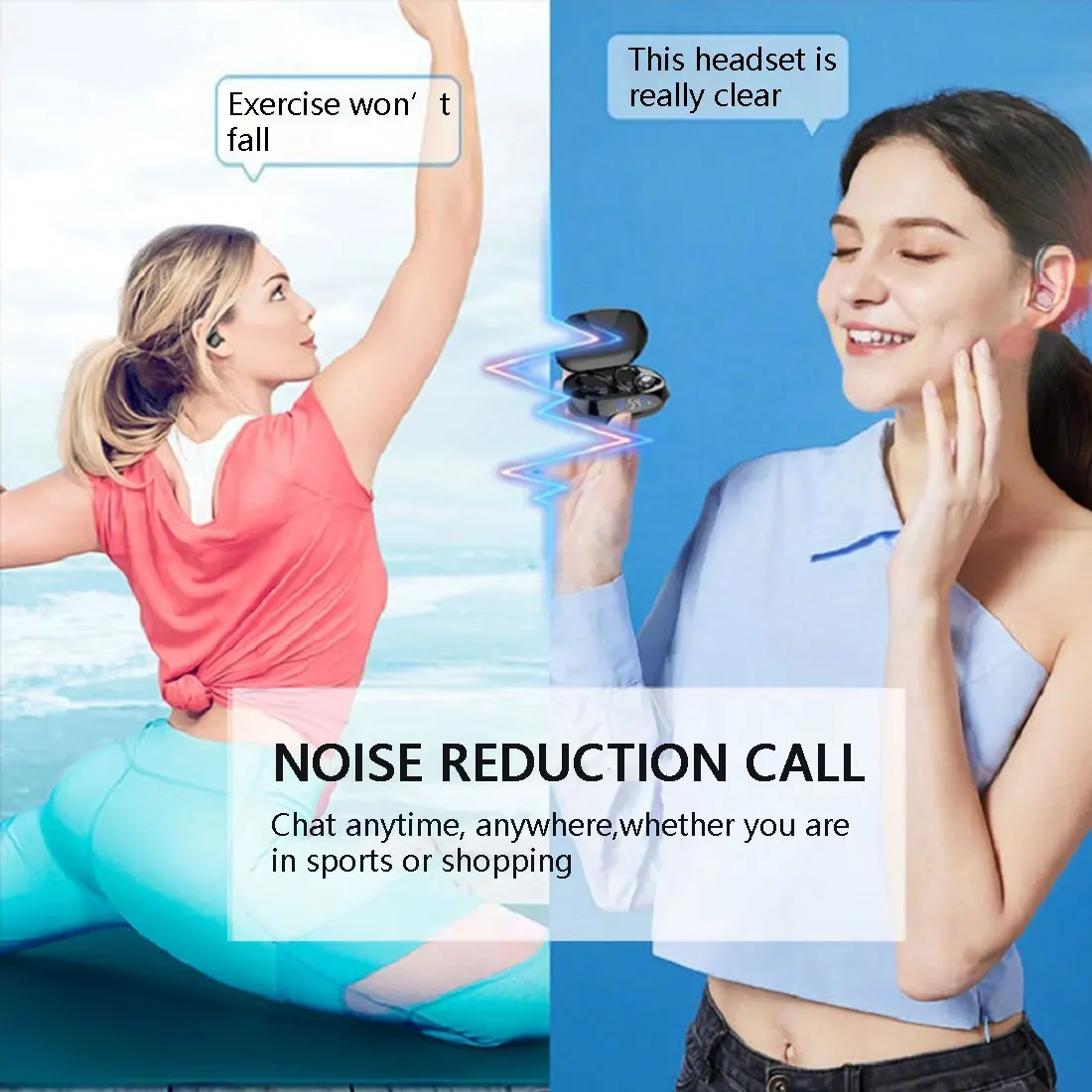 

Wireless bluetooth headset 5.0 digital display charging bin hanging ear sports headset for most of phone
