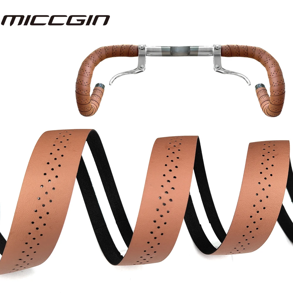 

Bicycle Handlebar Tape 2 Roll Road Bike PU Leather Perforated Belt Breathable Soft MTB Fixed Gear Belt Cycling Accessory MICCGIN