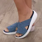 Шлепанцы Женские эластичные, плетеные сандалии на плоской подошве, Нескользящие, летняя Уличная обувь, Босоножки, 2021