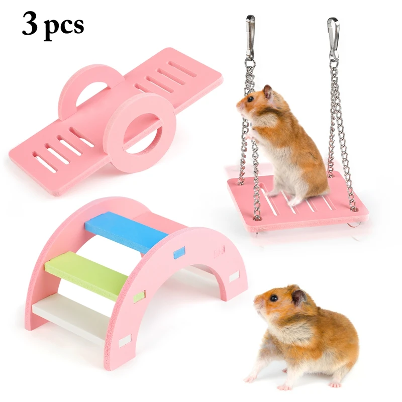 

3 шт. хомячок игрушки детской одежды в цветах радуги мост качели хомячок игрушки малая клетка для животных игрушки хомяк подняться качели иг...
