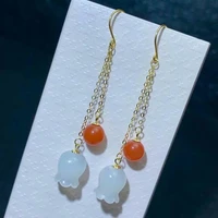 shilovem 18k yellow gold real natural white jasper drop earrings classic fine jewelry women wedding gift new plant myme0810771hb