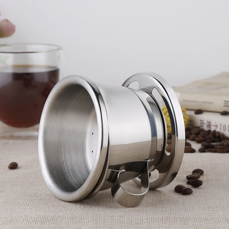 

Vietnamese Coffee Filter Stainless Steel Coffee Drip Filter Portable Reusable Paperless Pour over for Office Home
