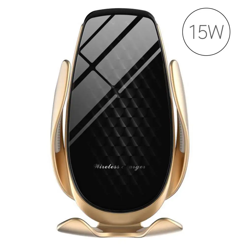 15W Gold V3 AZiMiYO 15 Вт беспроводное автомобильное зарядное устройство автоматический зажим держатель телефона для iPhone 11 Pro xr huawei samsung смартфон - Цвет: 15W Gold V3