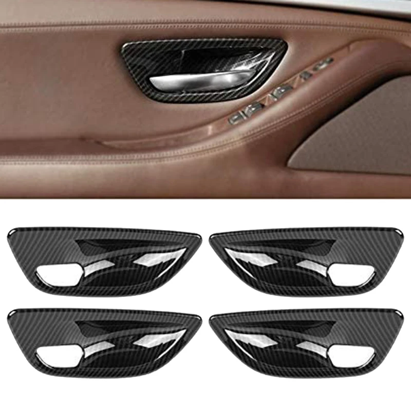 4Pcs Carbon Fiber Interior Door Handle Bowl Cover Trim For-BMW 5 Series F10 2011-2016 | Автомобили и мотоциклы