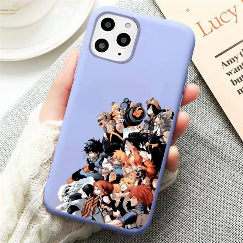 

Anime My Hero Academia deku bakugou Phone Case Candy Color for iPhone 11 12 mini pro XS MAX 8 7 6 6S Plus X SE 2020 XR