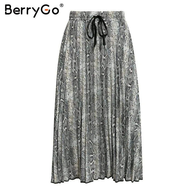 Юбка миди Женская плиссированная с леопардовым принтом и высокой талией|Женские