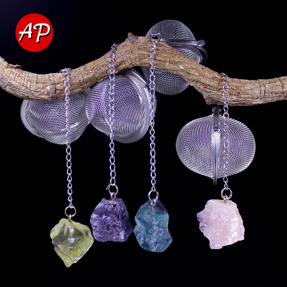 1 шт кристалл натуральный камень 304 Нержавеющая сталь Чай фильтр необработанный