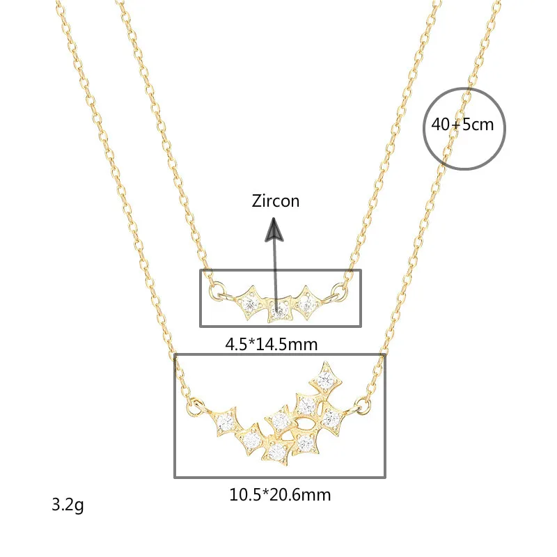 Женское Двухслойное ожерелье из стерлингового серебра 925 пробы с цирконием 18 К и