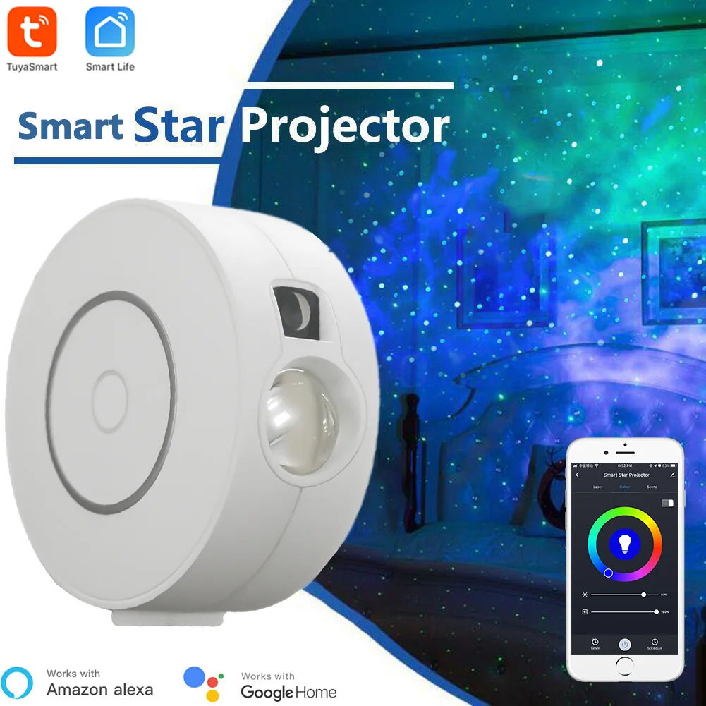 

Tuya Smart Star Projector WiFi Starry Sky Projector Waving Night Light Led Colorful Tuya APP Wireless Control Alexa Google