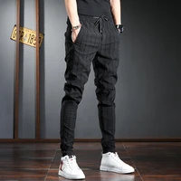 fashion stripe black casual pants autumn new sports slim fit joggers drawstring trousers