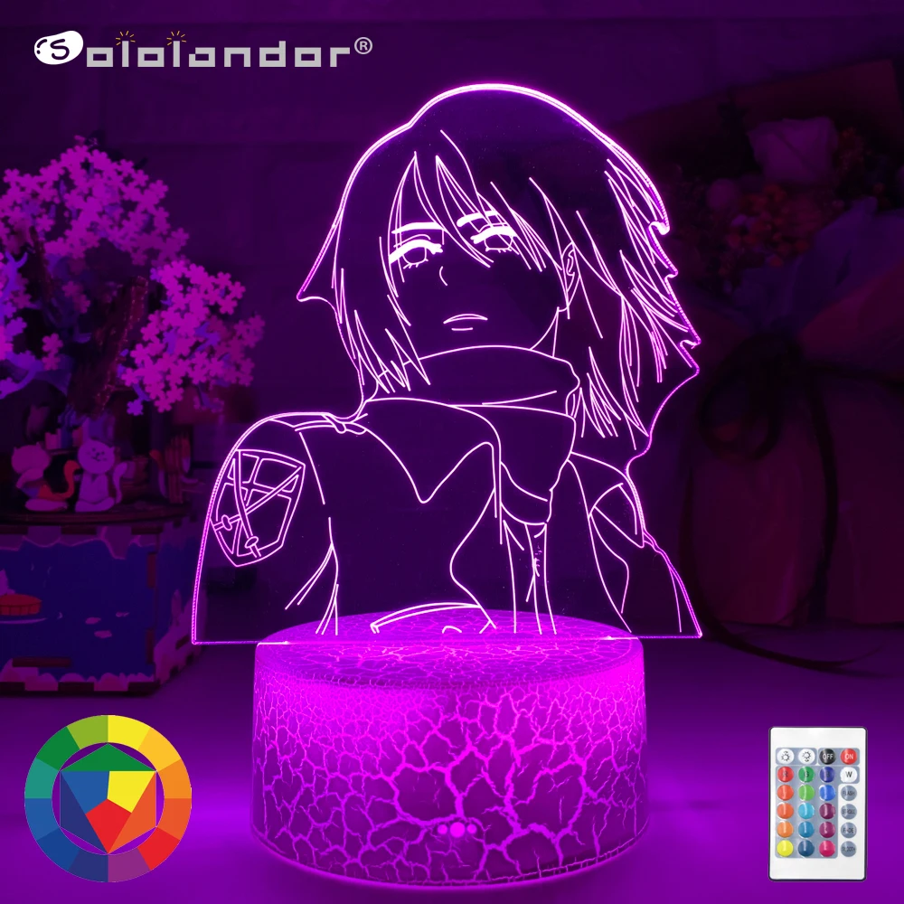 

New Led Night Light Anime Attack on Titan Mikasa Ackerman Lamp for Room Decor Light Cool Birthday Gift Bedside Desk Lamp Battery