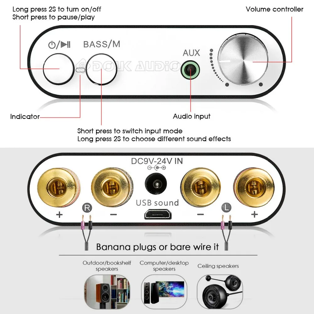 Nobsound NS-10G TPA3116 Bluetooth 5,0 Мини 50 Вт* 2 Цифровой усилитель стерео Hi-Fi усилитель мощности 5 цветов