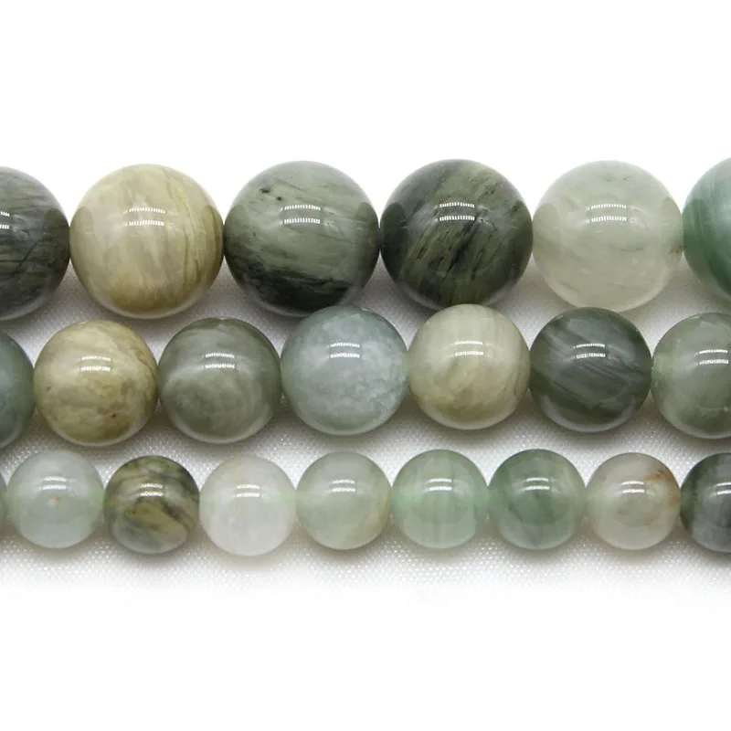 Натуральные зеленые каменные бусины круглой формы для создания украшений своими руками - браслетов и ожерелий. Полоса 15 дюймов. 4/6/8/10/12 мм.