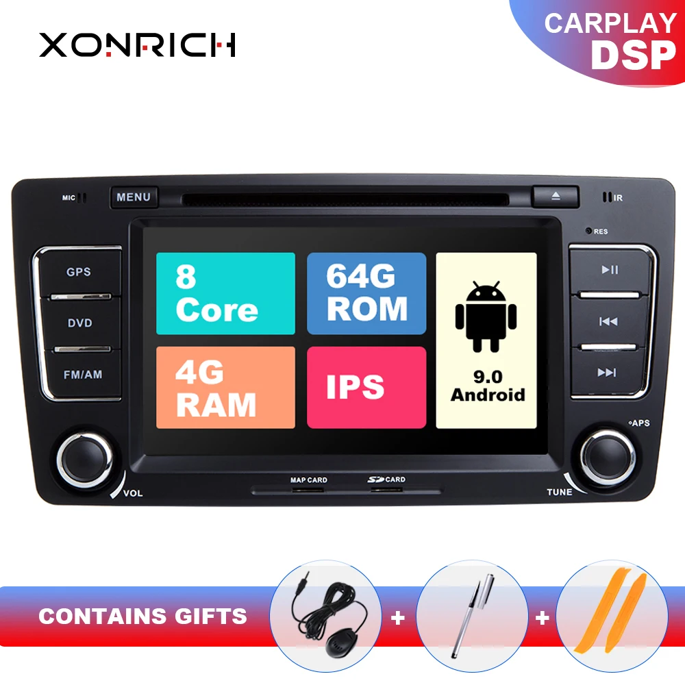Ips DSP 4G 64G 8 Core 2 Din Android 9,0 автомобильный Радио dvd-плеер для Skoda Octavia 2 3 A 5 A5 Yeti Мультимедиа gps Навигация стерео