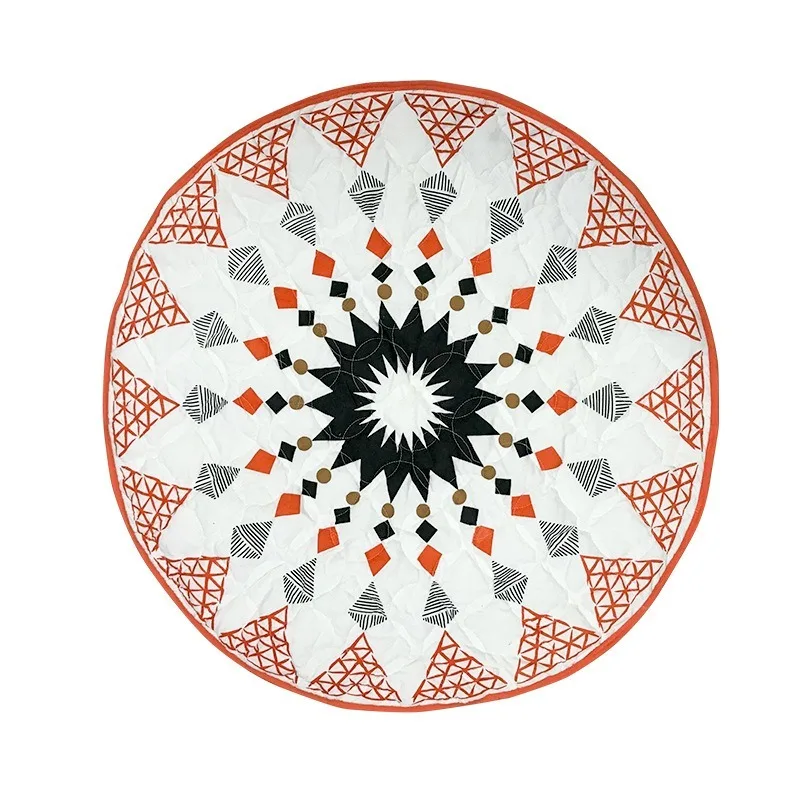 

New Moroccan Geometric Diamond Game Pad Baby Geometric Cognitive Crawling Pad Home Cotton Carpet Color Round Mat