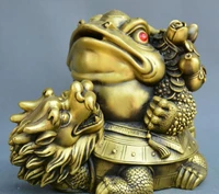chinese fengshui old bronze dragon turtle gold toad gourd money wealth statue
