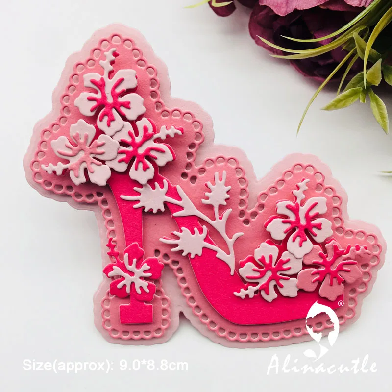 Металлическая высекальная Цветочная обувь на высоком каблуке Скрапбукинг