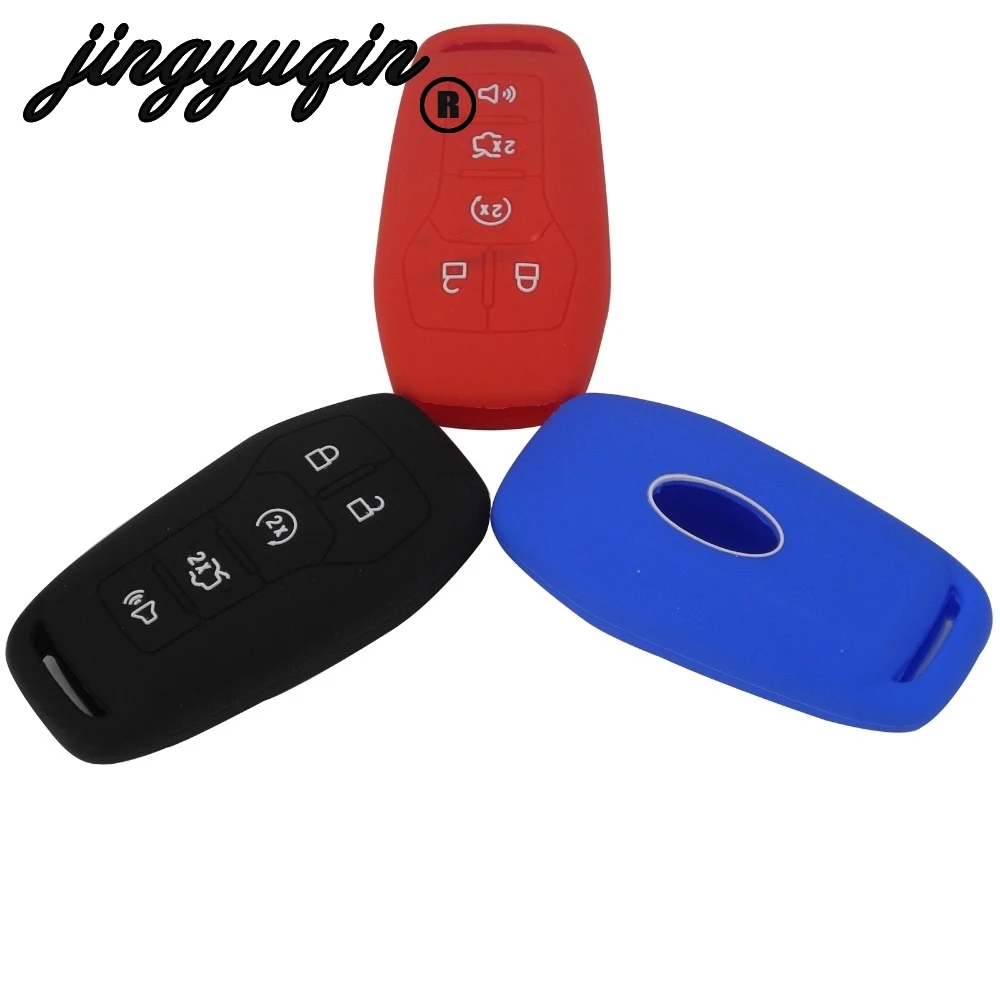 

jingyuqin 2 Buttons Silicone Car Key Case Fob For FORD EXPLORER Fusion Mustang F150 For Lincoln MKZ MKC Smart Key Car-styling