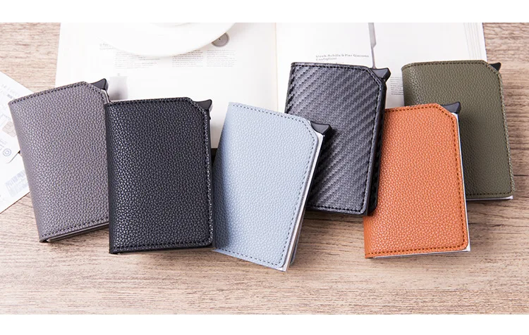 BISI GORO Anti-theft Card Case Carbon Fiber RFID Pop-up Clutch Smart Card Wallet Multifunctional Men Unisex Card Holder