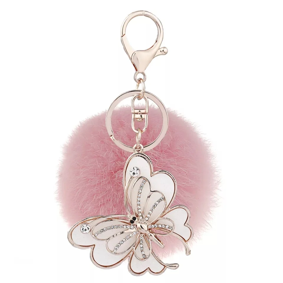 Красивый большой брелок бабочка с шариком для волос подвеска сумки