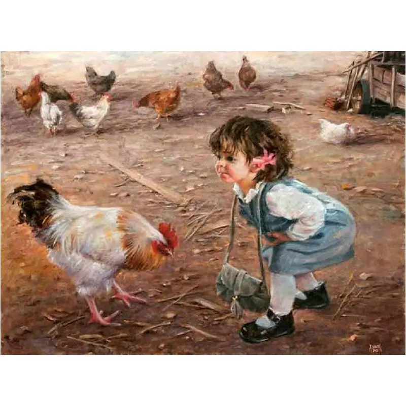 Алмазная живопись с полными искусственными стразами и курицей вышивка крестиком