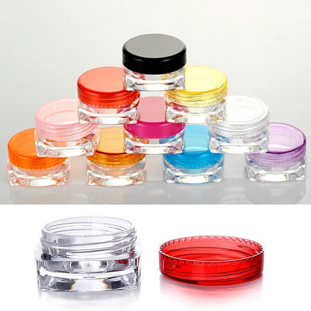 

1pc Cosmetics Jar Box Makeup Cream Nail Art Cosmetic Bead Storage Pot Container Round Bottle Portable Plastic Transparent Case